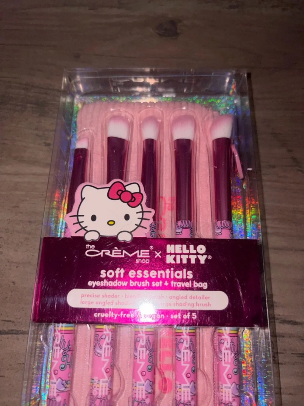 Hello Kitty 5pc Eyeshadow Brush Set Pink Handles Sanrio Makeup Brushes NWT